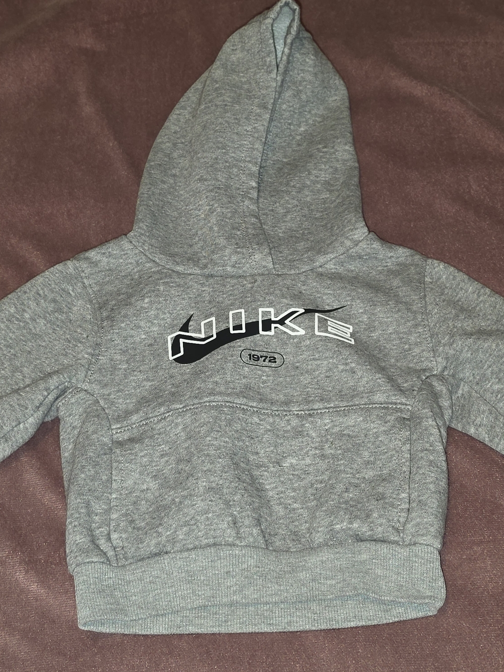 Nike Kids Gray Hoodie with Black & White Logo